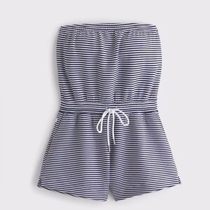 Abercrombie & Fitch Navy and White Striped Jumpsuit